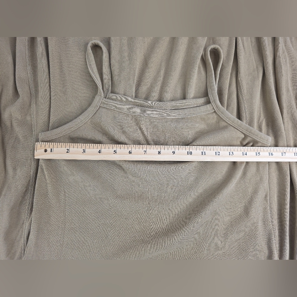 Universal Thread L Tan Ribbed Flared Maxi Dress Spaghetti Straps Stretch 2363-AW - Picture 4 of 10